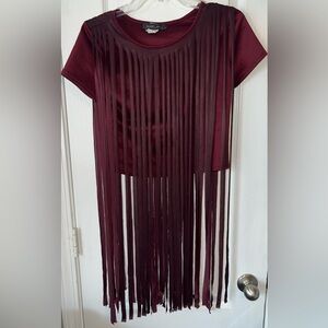Touch Me Burgundy Fringe Crop Top Size S